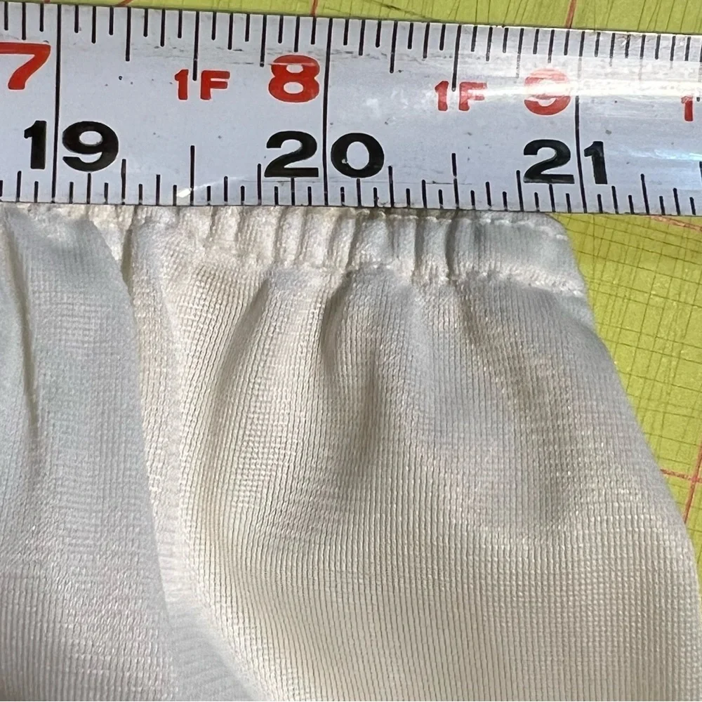VINTAGE nylon silky dress skirt slip white lace side slit elastic waist maxi 70s - Picture 8 of 12
